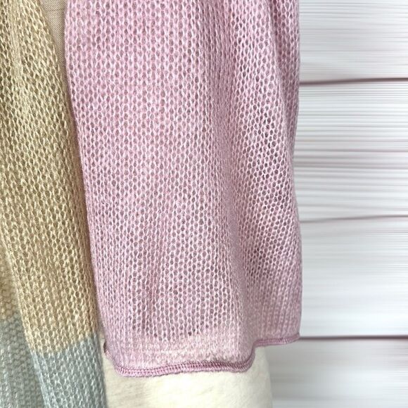 Lightweight Oblong Scarf Kid Mohair Blend Beige Pink Gray made in France - Picture 7 of 9